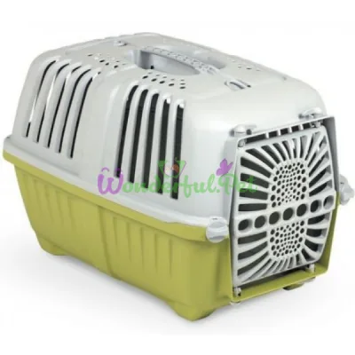 PRATIKO 1 Plastic Pet Carrier, Light Green, 48x31.5x33 cm, for Pets up to 10 kg