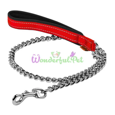 Поводок-цепь Dog Extreme с нейлоновой ручкой для крупных пород собак, 4 мм, 112 см, красный