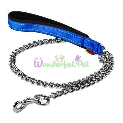 Поводок-цепь Dog Extreme с нейлоновой ручкой для крупных пород собак, 4 мм, 112 см, голубой