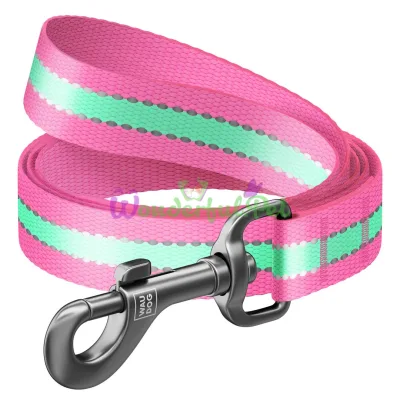 Поводок светонакопительный Waudog Nylon для собак 15 мм, 122 см, розовый