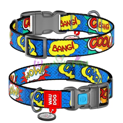 Ошейник Waudog Nylon с рисунком ВАУ ширина 25 мм, длина 35-58 см