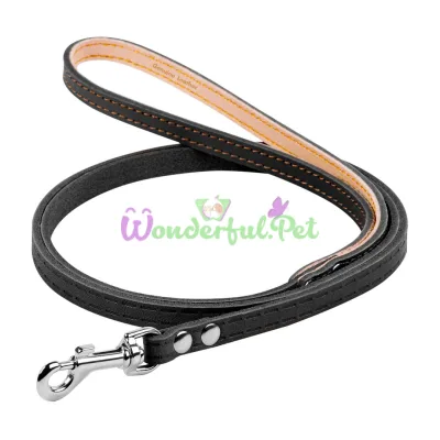 Single Leather Dog Leash, Unstitched, 8 mm, 122 cm, Black