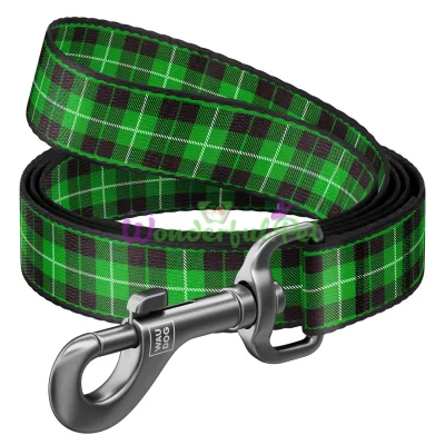 Поводок Waudog Nylon с рисунком Шотландка зеленая для собак 20 мм, 122 см