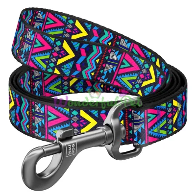 Поводок Waudog Nylon с рисунком Инди для собак 25 мм, 122 см