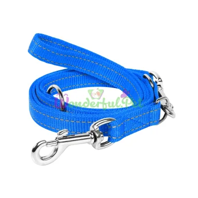 Dog Extreme Nylon Double Leash for Dogs 25 mm, 110/140/180 cm, Light Blue