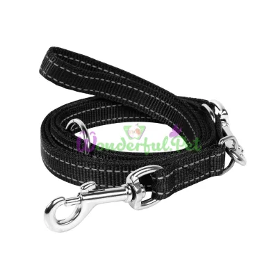 Нейлоновый поводок-перестежка Dog Extreme, двойной для собак 20 мм, 110/140/180 см, черный
