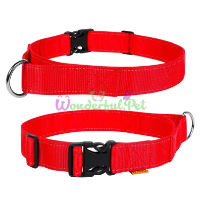 Нейлоновый ошейник с ручкой Dog Extreme для собак, регулируемый, 40 мм, 55-75 см, красный