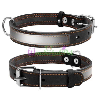 Reflective dog collar 25 mm, 38-50 cm, black