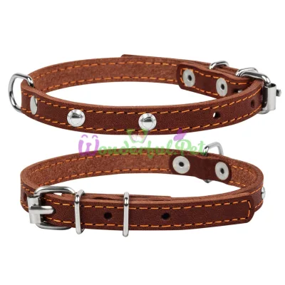 Single Dog Collar with Decoration 14 mm, 27-35 cm, Brown