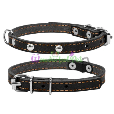 Single Dog Collar with Decoration 12 mm, 24-32 cm, Black