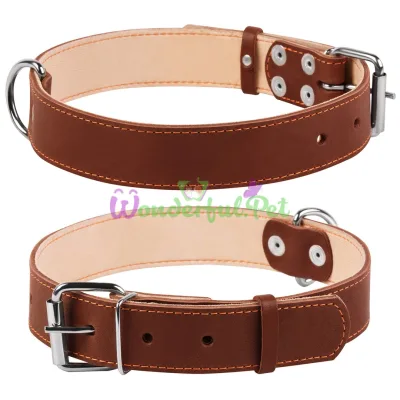 Double Dog Collar 35 mm, 48-63 cm, Brown
