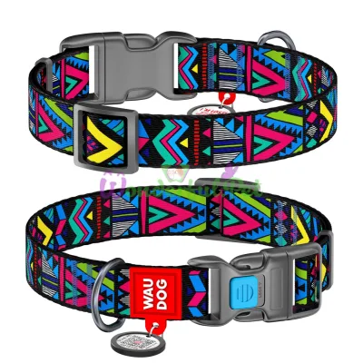 Ошейник Waudog Nylon с рисунком Инди ширина 25 мм, длина 35-58 см