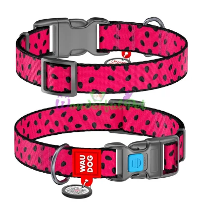 Waudog Nylon Collar with Watermelon Print, 15 mm width, 23-35 cm length