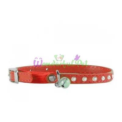Ошейник Waudog Glamour с резинкой, клеевые стразы, для котов, ширина 9 мм, длина 22-30 см, красный