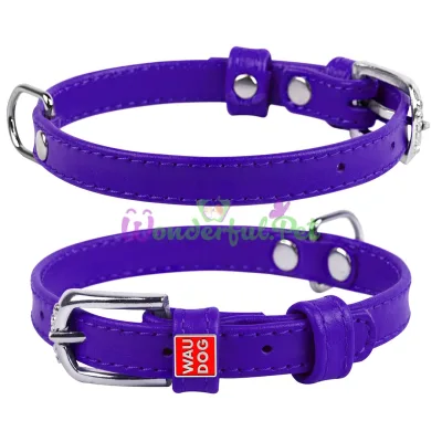 Waudog Glamour Plain Collar, 12 mm Wide, 21-29 cm, Purple