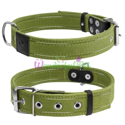 Collar Tarpaulin Cotton Double Dog Collar with Reflective Thread, 35 mm x 51-63 cm