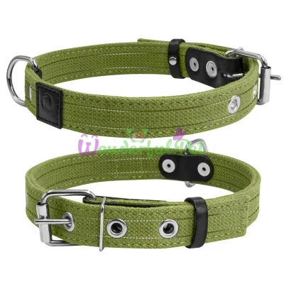 Collar Tarpaulin Cotton Double Dog Collar with Reflective Thread, 20 mm x 31-41 cm