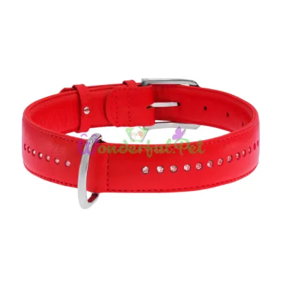 Ошейник WAUDOG GLAMOUR 25 мм 38-49 см красный