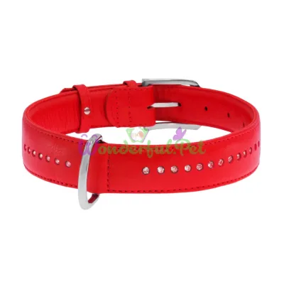 Ошейник WAUDOG GLAMOUR двойной 15 мм 27-36 см красный кожа