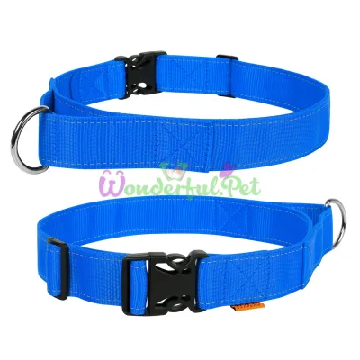 Нейлоновый ошейник с ручкой Dog Extreme для собак, регулируемый, 40 мм, 55-75 см, голубой