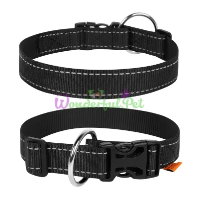 Nylon Collar Dog Extreme Adjustable 25 mm, 31-49 cm, Black