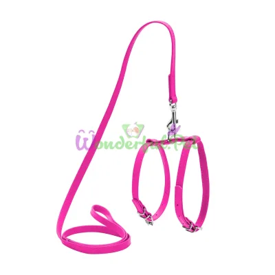 Шлея Waudog Glamour с поводком для собак и кошек 9 мм, 115 см, розовый
