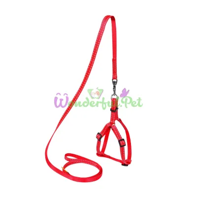 Нейлоновая шлея с поводком Dog Extreme для щенков, котят, кроликов 15 мм, 40-55 см, красная