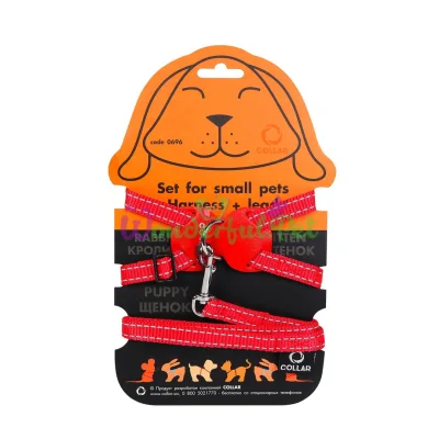 Нейлоновая шлея на планшете Dog Extreme для кроликов 15 мм, 30-45 см, красная