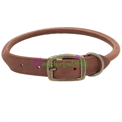 Кожаный ошейник Coastal Circle T для собак, круглый, шоколад, 1.2×50 см