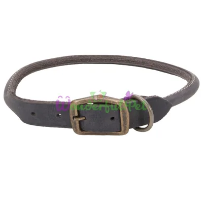 Кожаный ошейник Coastal Circle T для собак, круглый, серый, 1.2×50 см