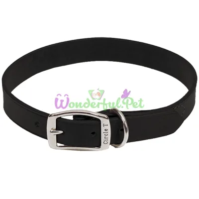 Кожаный ошейник Coastal Circle T Leather Town для собак, черный, 2.5×60 см