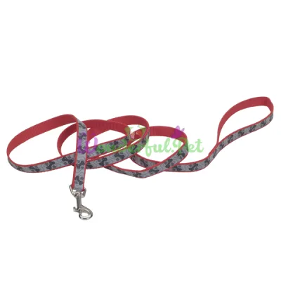 Светоотражающий поводок Coastal Lazer для собак, красный с косточками, 1.6×1.2 м