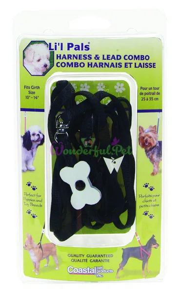Нейлоновая шлея Coastal Bone Combo для собак, черная, 0.8×25-35 см