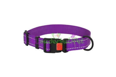 Ошейник нейлоновый BronzeDog Active для собак со светоотражением 25 мм 43-66 см фиолетовый 53Т