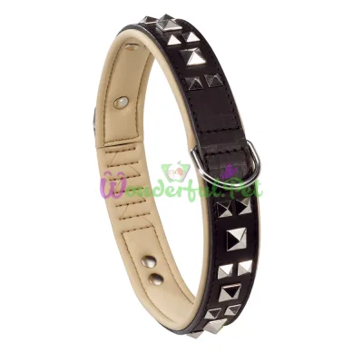 Кожаный ошейник с металлическими аппликациями Giotto Luxor Black C30 58 для собак A: 50÷58 см - B: 30 мм