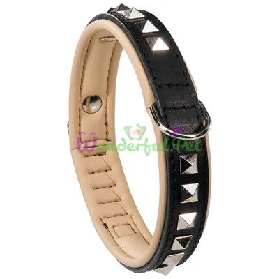 Кожаный ошейник с металлическими аппликациями Giotto Luxor Black C25 49 для собак A: 45÷49 см - B: 25 мм