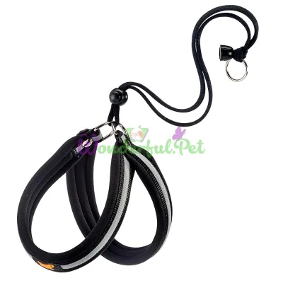 Эргономичная светоотражающая Ferplast Agila Reflex Black 2 шлейка для собак с эластичным шнуром 32x50 см