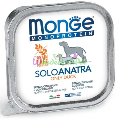 Монопротеїновий паштет MONGE DOG SOLO 100% Duck 150 г