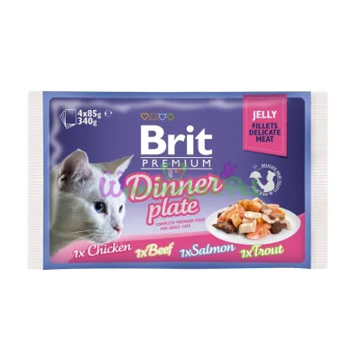 Влажный корм Brit Premium Cat Dinner Plate Fillets Jelly pouches 340 г