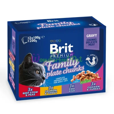 Вологий корм Brit Premium Cat Family Plate pouches 1200 г