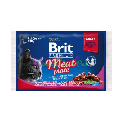 Влажный корм Brit Premium Cat Meat Plate pouches 400 г