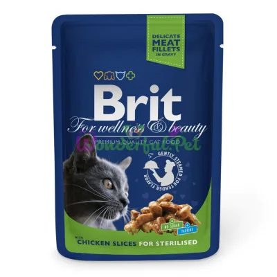 Влажный корм Brit Premium Cat Sterilised Chicken Slices pouch 100 г