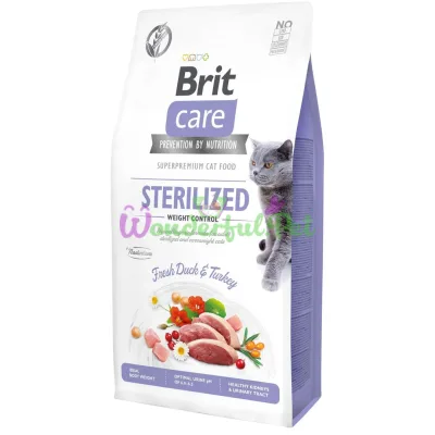 Brit Care Cat GF Sterilised Weight Control Duck Turkey Dry Food 7 kg