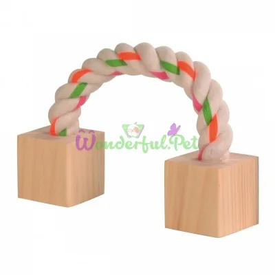 Trixie Rope with Wooden Blocks Rodent Toy 20 cm