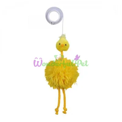 Trixie Chicken on Elastic with Rattle 20 cm Plush Cat Toy