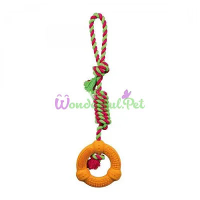 Trixie Ring on Rope with Handle for Dogs 41 cm, d=12 cm (rubber, assorted colors)