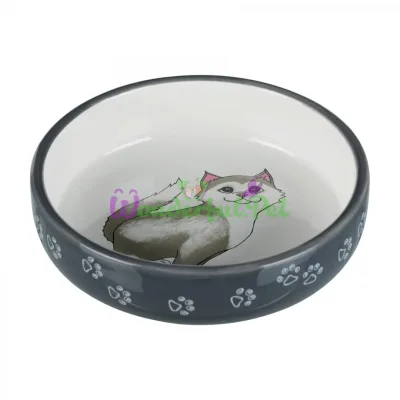Trixie Ceramic Bowl for Flat-Faced Cats 300 ml / 15 cm (Grey)