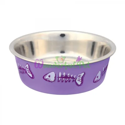 Trixie Metal Bowl on Rubber Base 250 ml / 12 cm (Blue, Grey, Purple)