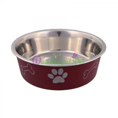 Trixie Metal Bowl with Rubber Base 450 ml / 14 cm (Burgundy, Grey, Brown)
