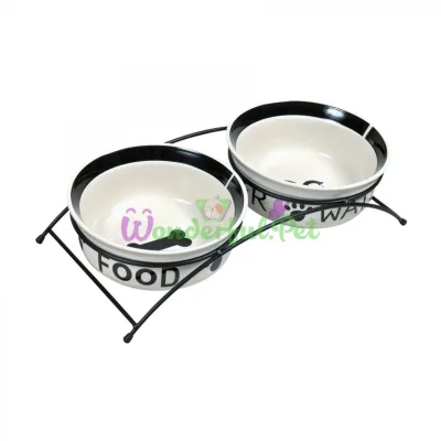 Trixie Eat on Feet Ceramic Bowls on Stand, 2 x 1.6 L / 20 cm (white)